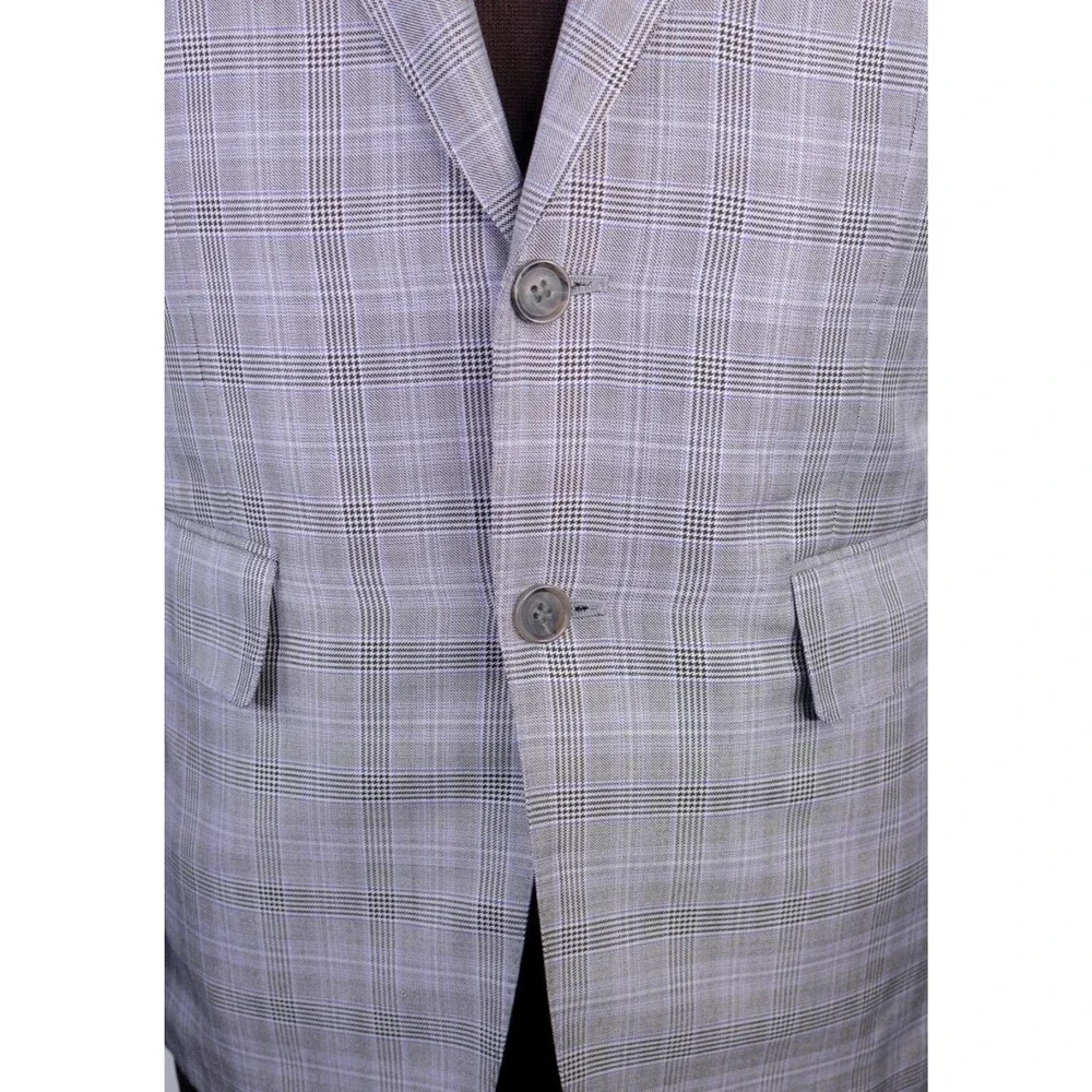DAVID AUGUST Couture Blazer Men's 38XS Sport Coat Plaid Surgeon's Cuffs Jacket